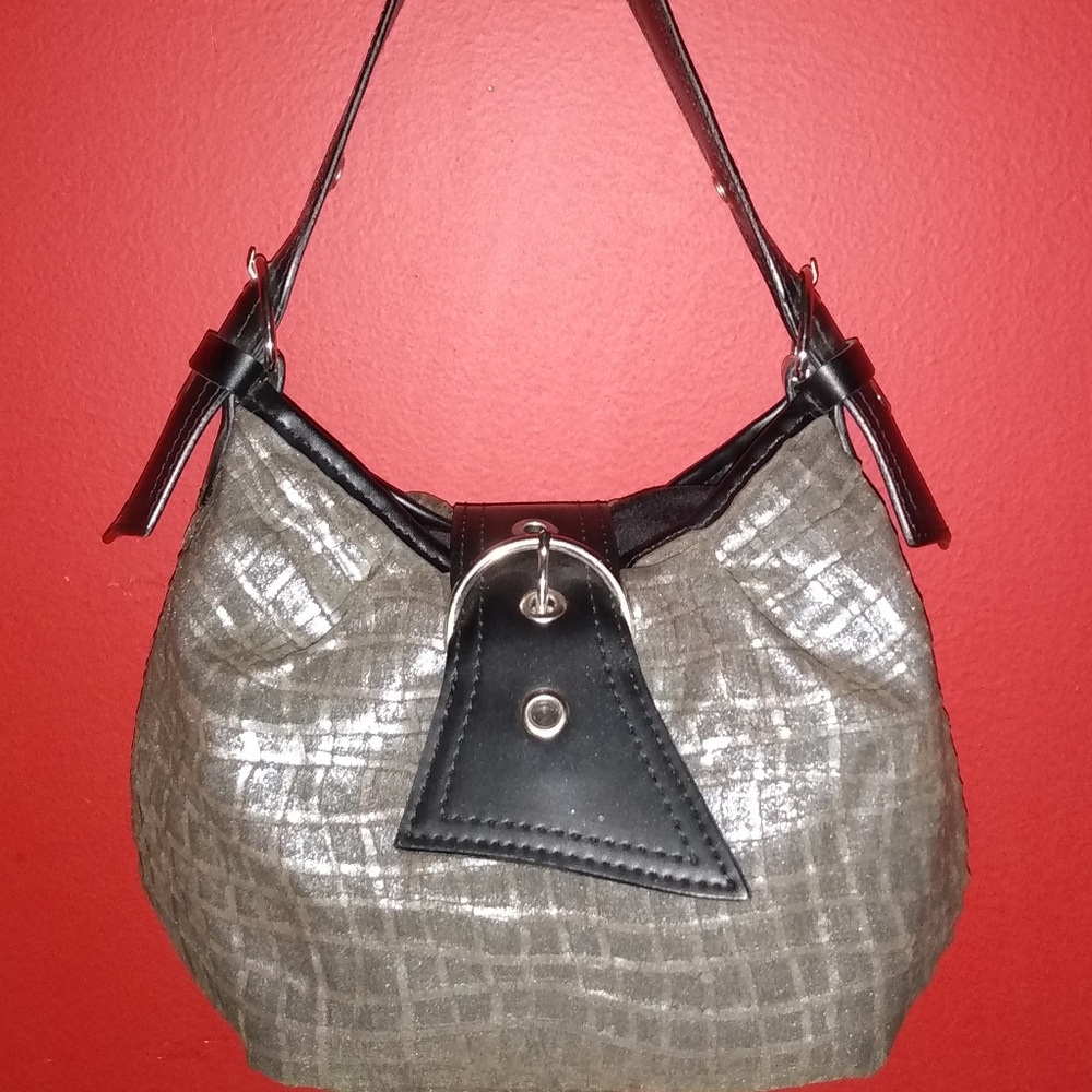 Desmo Small Metallic Gray Handbag Made In Italy